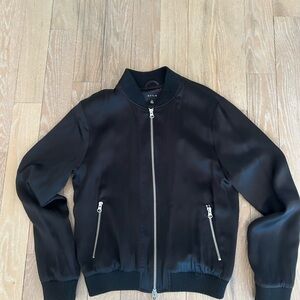Black Satin Bomber Pullover